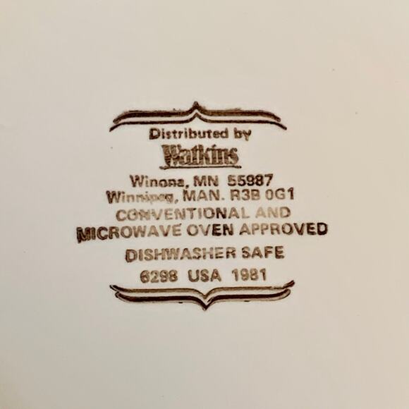 Watkins Stoneware Pumpkin Chiffon Recipe Deep Pie Plate 11" Recipe Vtg 1981 - Picture 8 of 12